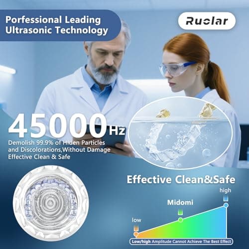 Ultrasonic Retainer Cleaner Machine for Dentures | 45kHz Dental Cleaning Pod for Aligner, Nightguard, Braces, Jewelry, Watch, 3 Timer Modes - with Cooling Fan & Removable Base (Light Purple) - Thumbnail 5