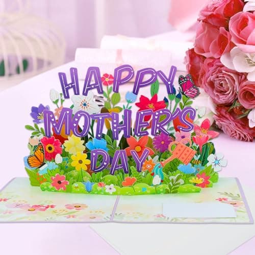 FaCraft 3D Pop Up Mothers Day Card - Happy Mothers Day Flower Pop Up Gift Greeting Card with Envelope with Blank Insert for Best Mom Women Wife Daughter Grandma - Thumbnail 5