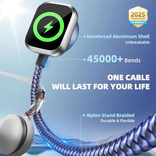 Travel Essentials Multi Charging Cable for iWatch Charger, 3in2 USB C Cable Multiple Charger Cord, USB Cord Car CarPlay Cable Compatible with iWatch Ultra/SE/10-1/iPhone 17-11/Galaxy S25-22, 5FT - Thumbnail 2