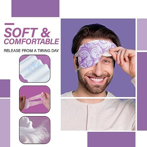 16 Packs Steam Eye Masks for Dry Eyes Self Heated Eye Mask Disposable Sleep Mask Soothing Headache Relief Dry,Hot Warm Compress for Stress Relief Relief Eye Fatigue, Spa Gifts - Thumbnail 6
