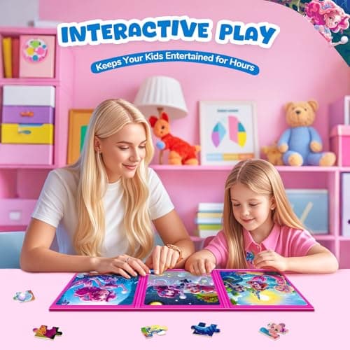 Magnetic Jigsaw Puzzles for Toddlers Kids 3-8 Girls,(3 36-Pieces) Travel Puzzles Toys for Kids Ages 4-6,Take-Along Car Airplane Road Trip Activities Game for 3 4 5 6 7 8 Year Old Birthday Gift,Mermaid - Thumbnail 4
