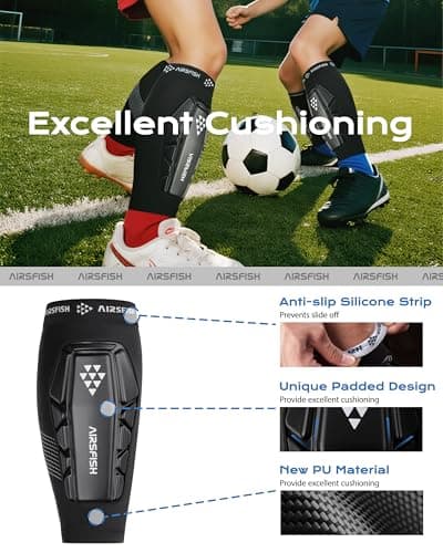 AirsFish Soccer Shin Guards Kids Youth, Ski Shin Protector for Boys Girls Men Women, Ski Shin Pads Defender, Lightweight Calf Protective Gear, Breathable Canilleras de Futbol para Niños - Thumbnail 3