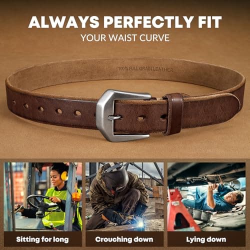 OZNDAS Genuine Leather Belt for Men Women Handmade Heavy-Duty Work Belt Leather Men's Belts | Jeans/Casual/Christmas Gifts - Thumbnail 5