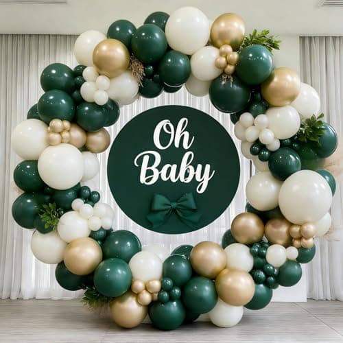 143pcs Emerald Green White Gold Balloon Garland Arch Kit Dark Green White Gold Balloons for Jungle Safari Wedding Graduation Birthday Party Decorations - Thumbnail 4