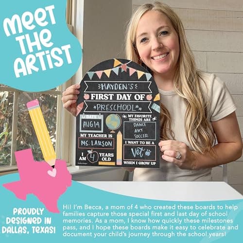 My First Day of School Sign with Markers -11x14 Back to School Signs First and Last Day, Kindergarten Chalkboard Signs, Pre K Sign Board, Preschool Board, Reusable Photo Prop for Kids - Thumbnail 2