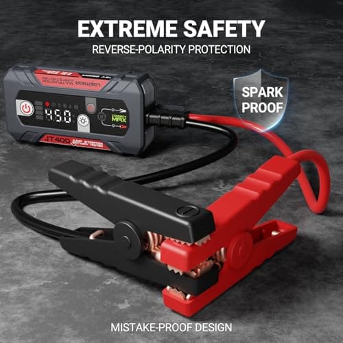 LOKITHOR JT400 2500A Portable Jump Starter with Battery Tester, 12V Car Battery Jump Starter for Up to 8.5L Gas or 6.5L Diesel Engines, 100–2000 CCA Automotive Battery Load Tester - Thumbnail 3