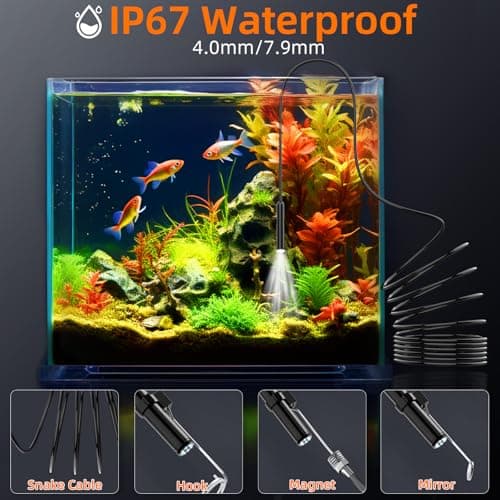 Endoscope Camera with Light, 4.3" HD 1920P Borescope Snake Inspection Camera, IP67 Waterproof 8 Adjustable LEDs 32.8ft Semi-Rigid Tool Kit for Automotive Plumbing DIY Cool Gadgets - Thumbnail 4