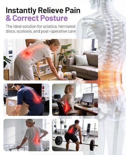 Back Brace for Women, Support Brace for Lower Back Pain Relief, Adjustable Lumbar Support Belt with Lumbar Pad, Ergonomic Breathable Immediate Relief Brace for Herniated Disc Sciatica Scoliosis,M - Thumbnail 6