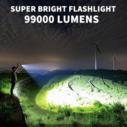 KNIBO Rechargeable Flashlight 99000 High Lumens, LED Super Bright Flash Light, Tactical Flashlights with LCD Power Display, 6 Modes, Waterproof, Brightest Flashlight for Emergencies Camping - Thumbnail 2
