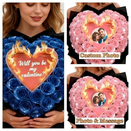 ROSLILY (Self-Assembly) Red Burn Away Flower Bouquet, Eternal Fake Glitter Rose Bouquet, Personalized Burning Flower Bouquet for Proposal, Valentine’s Day & Couples Gifts - Thumbnail 5