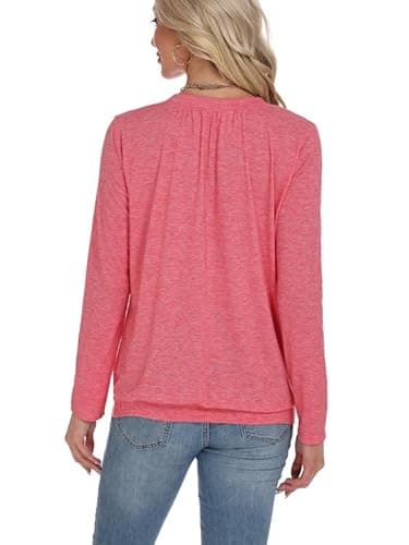 AIZHINENG 2 Pack Women Tops Long Sleeve Shirts V Neck Loose Fit Soft Casual Solid Color T-Shirts Fall Clothing - Thumbnail 3