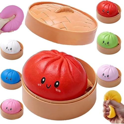 Mystery Dumpling Squishy, 4 Inch Jumbo Dumpling Stress Ball, Squishy Bun, Anxiety Relief Fidget, Soft Squeeze Decompression Dough for Adults Classroom Prizes & Party Favors (Pink) - Thumbnail 3