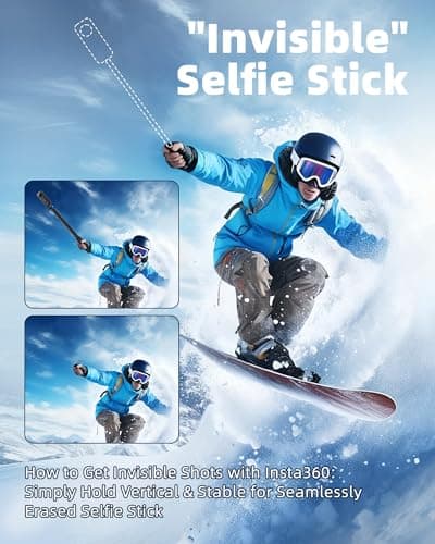 118" Invisible Long Selfie Stick Tripod,Action Camera Tripod,with Wireless Remote,Compatible with Gopro,DJI Osmo Action 5/3,Insta360 X5/X4/X3 ONEX2/RS,Cell Phone and Action Camera - Thumbnail 3