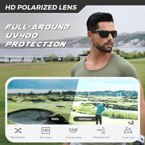 SUNGAIT Rectangle One-piece Sports Sunglasses for Men Black Lightweight Wraparound Style for Fishing Running Driving (Bright gray) - Thumbnail 3