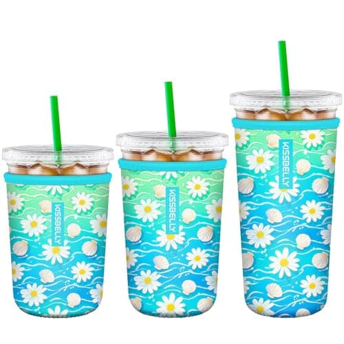 Reusable Neoprene Cup Sleeve for Iced Coffee Cups, 3 Pack Iced Coffee Cup Insulator Sleeve for Iced & Hot Drinks Durable Beverage Cooler Holder for Iced Coffee & Cold Soda - Image 1