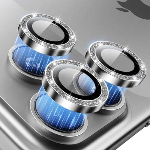 Hoerrye for iPhone 17 Pro Max/17 Pro Camera Lens Protector - [Top 9H+ Tempered Glass - 12FT Military Grade] HD Camera Screen Protector Cover Accessories Case Friendly,Bling Silver - Image 1