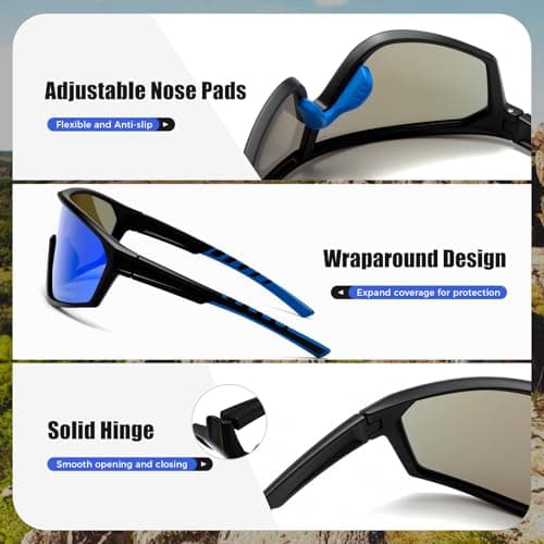 SUNGAIT Cycling Sunglasses Polarized Sports Shades for Men Women Lightweight Running Goggles - Thumbnail 4