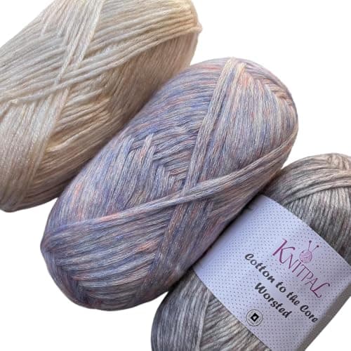 Cotton to The Core Worsted Weight Yarn for Crocheting, 3-Pack (654Yds / 300G), Free Patterns, Beginners Friendly - Soft Cotton Yarn for Knitting - #4 Medium Worsted Weight - Blue Winters - Image 1