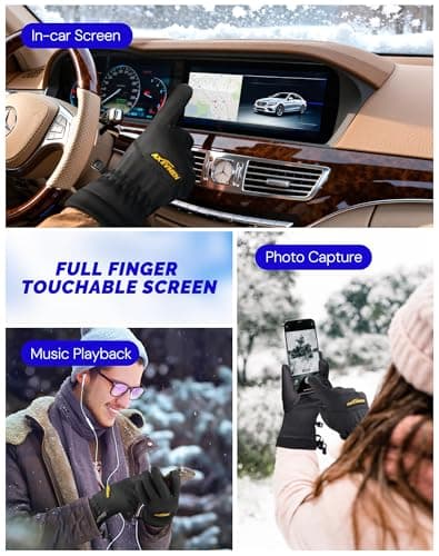 AXEVMEN Winter Waterproof Gloves (Black, X-Large) - Thumbnail 4