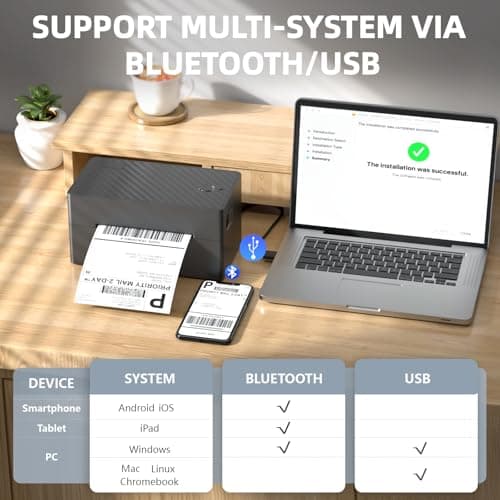 PEDOOLO Label Printer, 4x6 Shipping Label Thermal Printer for Packages, Bluetooth Conection and Compatible with Android, iPhone, Windows, Mac, Chromebook, Amazon, UPS, USPS, FedEx, Shopify - Thumbnail 5