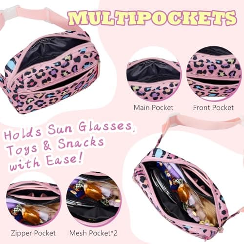 WOOMADA Fanny Pack, Crossbody Bag Waist Bag with Adjustable Waistband, Cute Belt Bag for Gifts(Pink Leopard) - Thumbnail 3