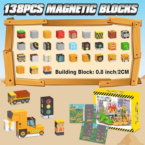 138PCS Magnetic Blocks - Magnetic Building Blocks Magnet Block Cubes Construction Set, STEM Montessori Sensory Stacking Toys for Kids Boys Girls Ages 3 4 5 6 7 8-12 Holiday Christmas Birthday Gifts - Thumbnail 2