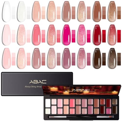 ABAC Solid Jelly Gel Polish Set-24 Colors Hema Free w/Dual Brush - Transparent Neutral Nude Pink & Nude Rich Red Brown Shades,Sheer Long-Lasting Gel Polish Kit(Salon-Quality & Hypoallergenic)