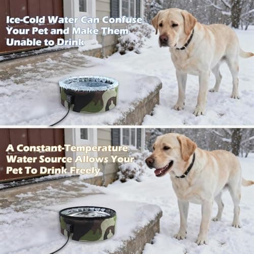 3L Heated Water Bowl for Pets -USB Powered, Foldable, Waterproof for Dogs, Cats, Squirrels, Rabbits, Chickens, and Bird - 3L Capacity – Winter Outdoor Use – Keeps Water from Freezing in Snowy Weather - Thumbnail 3