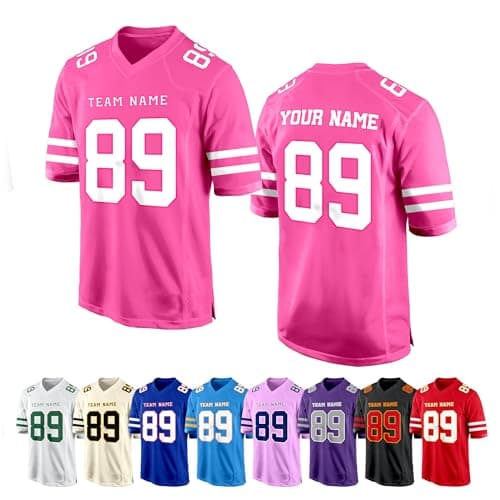 Rose Red Custom Football Jersey for Women Men Team Clothing Name Number Jerseys Personalized Shirt Youth Kids Customized Football Uniform Fans Birthday Gift - Image 1