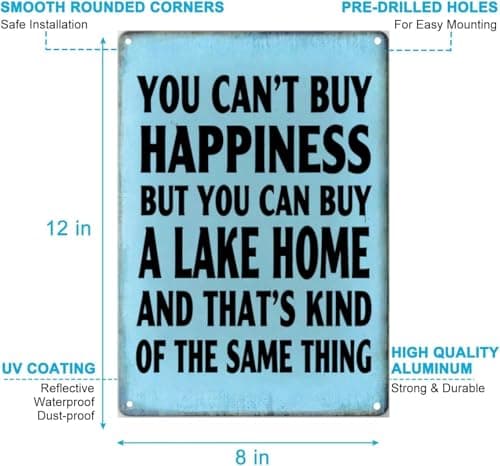 Carastora Vintage Lake Home Wall Sign – Metal Lake House Decor for Cabin, Porch, or Outdoor Retreat – Gift for Lake Lovers, 12x8 Inch - Thumbnail 6