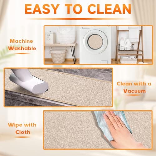 Stair Treads Non-Slip,Stair Carpet Indoor,Rubber Backing Stair Runners for Wooden Steps,Stair Rugs Mats for Kids and Dogs,Beige,8"x30",15 Pieces - Thumbnail 5