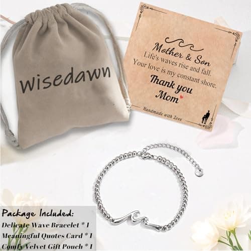 Wisedawn Gifts for Mom from Son, Birthday Mothers Day Christmas Gifts Present Jewelry Wave Bracelets for Mom - Thumbnail 3