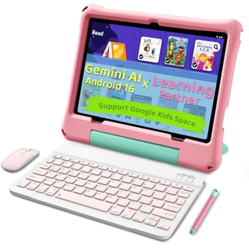 aiprotablet Kids Tablet, Android 16 Tablet for Kids 10 inch 90Hz Display, Octa-Core 2.2GHz with Case, 30GB RAM 64GB ROM, 2TB Expand, Parental Control, BT, WiFi, with Keyboard Mouse Stylus, Gift (Pink) - Image 1