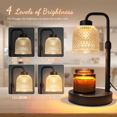 AIFEI Candle Warmer Lamp with Timer, Dimmable Adjustable Height Candle Lamp, Birthday Gifts for Women Mom Sister Friends, House Warming Gifts New Home, Candle Lamp Warmer with 2 Bulbs - CoalBlack - Thumbnail 3