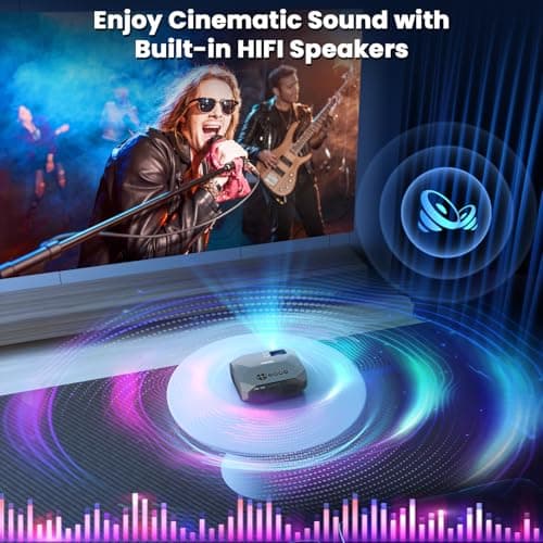 FUDONI Projector with WiFi and Bluetooth, Outdoor 4K Support 18000L Projector HD 1080P Max 300" Display, Movie Video Portable Home Theater Projector Compatible with USB/HDMI/iOS/Android/TV Stick - Thumbnail 5