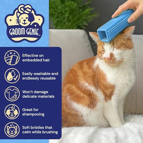 Groom Genie Magic Pet Hair Block Brush (Sky Blue) | Ultimate Dog & Cat Hair Remover for Sofa, Furniture, Carpet, Bedding, and Clothing | Reusable, Durable, and Easy to Use - Thumbnail 4