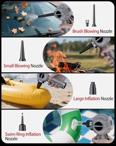 Handheld Car Vacuum Portable Cordless 25000Pa High Power Small Mini Hand Vacuum Cleaner Rechargeable 4-in-1 Compressed Air Duster Blower Pump Wireless Handheld Vac for Car Office Desktop Home Cleaning - Thumbnail 3