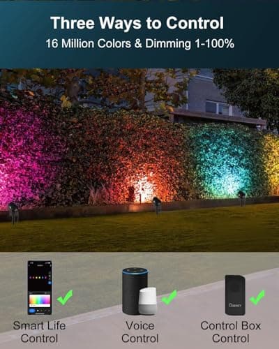 Ligency Spotlight Outdoor Smart Low Voltage Landscape Lights, 2 Pack Outdoor Spot Lights IP65 Waterproof RGBW Color Changing Spotlights for Yard Garden, 28.8Ft - Thumbnail 5