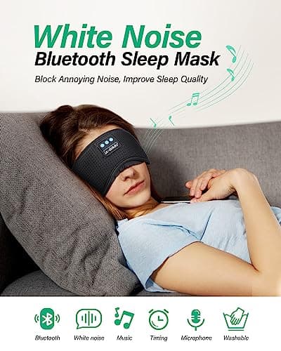 LC-dolida Sleep Headphones, White Noise Bluetooth Sleep Mask 3D Wireless Eye Mask Sleeping with Timing, Sleep Mask with Bluetooth Headphones for Side Sleepers Travel Yoga, Cool Gifts Men Women - Thumbnail 4