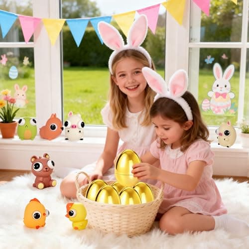 HIKISS 8 Pack Jumbo Golden Easter Eggs Fillers with Eye-Pop Fidget Toys, Easter Eggs Basket Stuffers Fillers, Stress Relief Squeeze Toys for Kids Boys Girls Easter Eggs Hunt Party Favors - Thumbnail 6