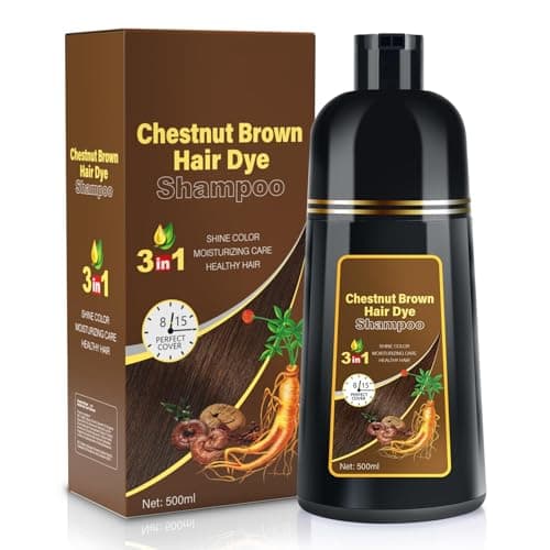 JUANCHI Chestnut Brown Hair Dye Shampoo 3 in1, Chestnut Brown Shampoo Hair Dye for Gray Coverage, Natural Hair Color for Women Men, Herbal Formula, Ammonia-free, Lasts 30 Days, 500ml (16.90 oz) - Image 1