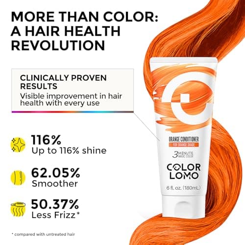 COLORLOMO Semi Permanent Hair Color - 6 oz Color Depositing Conditioner with Shea Butter & Almond Oil- Color Conditioner Depositing Hair Mask - Vegan, Paraben, Ammonia & Sulfate Free -Orange - Thumbnail 5