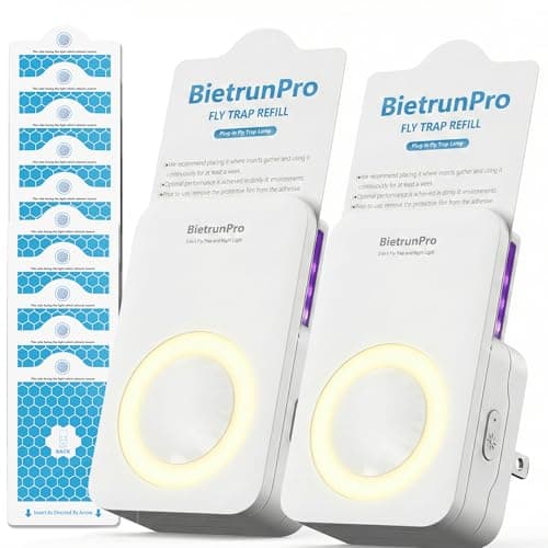 2 Flying Insect Traps+10 Refill Cartridges, 2026 2nd Gen, UV/Blue/Yellow Light Plug in Fly Trap & Indoor Bug Catcher for Gnats, No-Mess Bug Zapper, House & Fruit Flies, 7 * 24hrs Pest Control