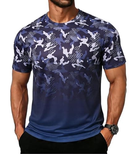 Cozople Tee Shirts for Men Athletic Running Dry Fit Gym Pickleball Shirts Moisture Wicking Short-Sleeve Camouflage Tee Tops for Sports Workout XL - Image 1