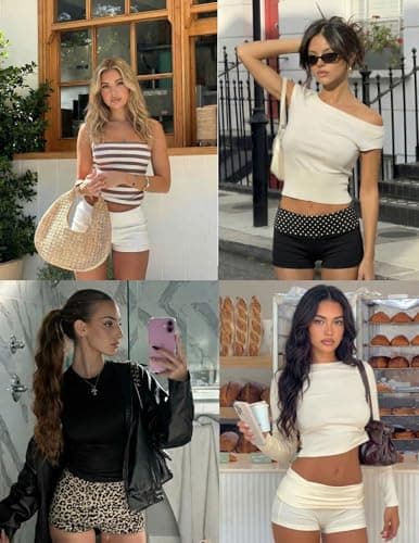 Ekouaer Womens Fold Over Shorts Sexy Low Waist Lounge Shorts Y2K Pajama Micro Bottoms Summer Foldover Sleep Shorts Black Medium - Thumbnail 5