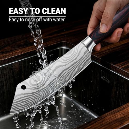 DAJOUJS 8-Inch Meat Cleaver Butcher Knife - High-Carbon Stainless Steel Professional Cleaver Chefs Knife Cutting Knives with Ergonomic Wood Handle & Gift Box for Cooking - Thumbnail 5