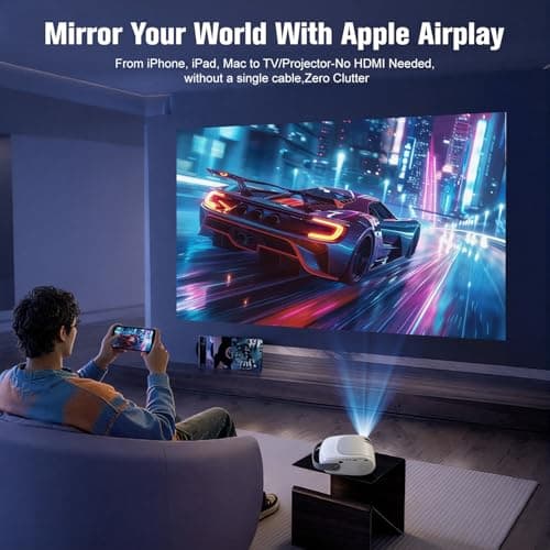 Mini Projector, 15000LM Portable Movie Projector for Bedroom, Real 720P Home Theater Supports 1080P, 3-Layer Glass Lens Projector for iPhone/TV Stick/PS5, Indoor & Outdoor Use - Thumbnail 6