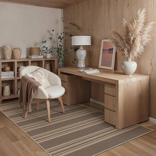 PureCozy Striped Easy Jute Rug 3x5 Nature Entryway Carpet Washable Non Slip Office Door Mat Farmhouse Neutral Non Shedding Small Indoor Outdoor Rug for Bathroom Kitchen Bedroom Living Room - Image 1