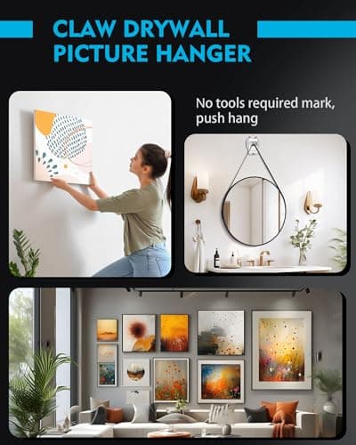 Claw Drywall picture hangers : 30Pcs Wall Picture Frame Hangers (44Ib) - No Damage Heavy Duty Wall Hanger for Art exhibitions, photographs, posters, offices, Christmas decorations, and other settings. - Thumbnail 6