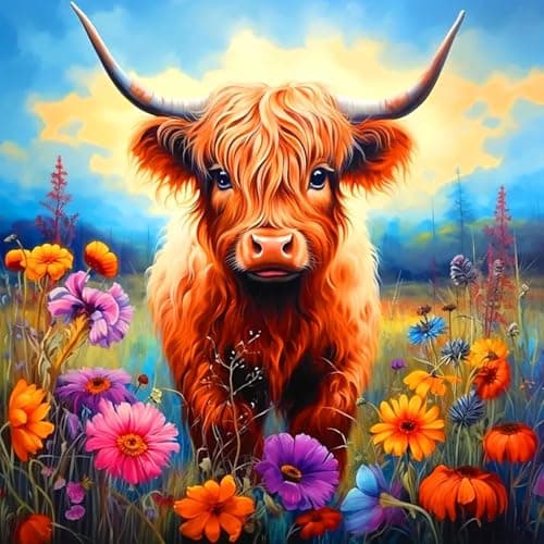ijbnhd Cow Paint by Numbers for Adults, Cow Paint by Numbers on Canvas, Painting by Number Kits for Offices and Home Wall Decor 14X14 Inch - Image 1